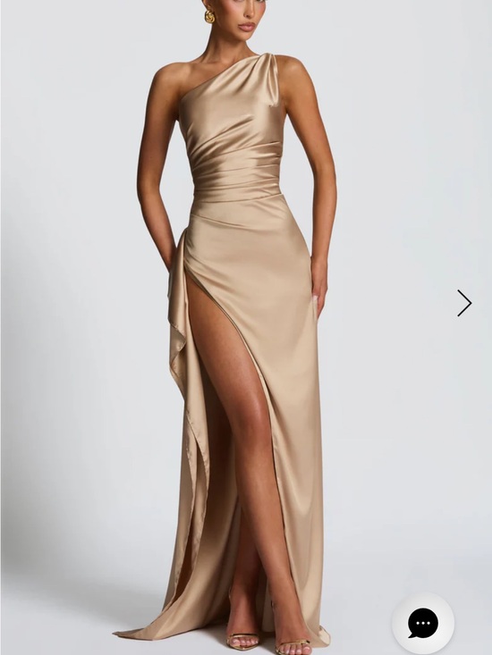 Babyboo Fashion Dresses & Skirts - Satin One-Shoulder Evening Gown in Champagne